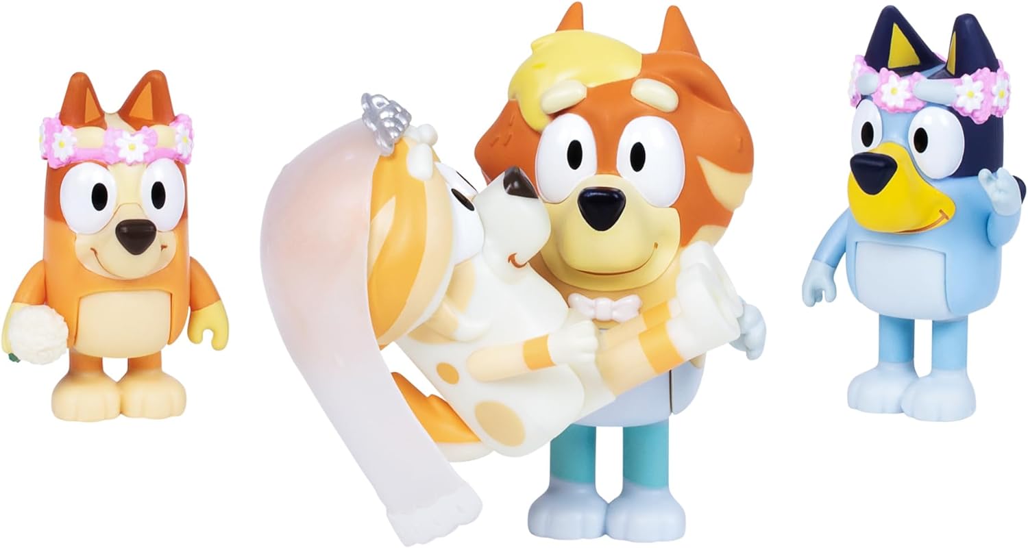 BLUEY Figure 4-Pack Wedding Time, Re-Enact Uncle Rad and Frisky's Wedding Day and Bingo Flower Girl Figures - Image 7