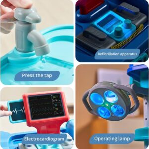 Toy Doctor Kit Doctor Cart for Kids Pretend Medical Station Set with Stethoscope and Medical Instruments Educational Role Play Set with Realistic Light & Sound for Girls Boys Ages 3-12 (Color)