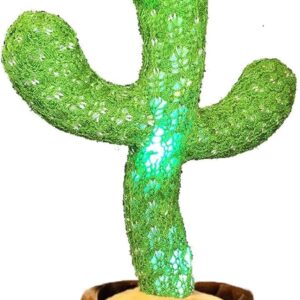 Pbooo Dancing Cactus Mimicking Toy,Talking Repeat Singing Sunny Cactus Toy 120 Pcs Songs for Baby 15S Record Your Sound Sing+Dancing+Recording+LED