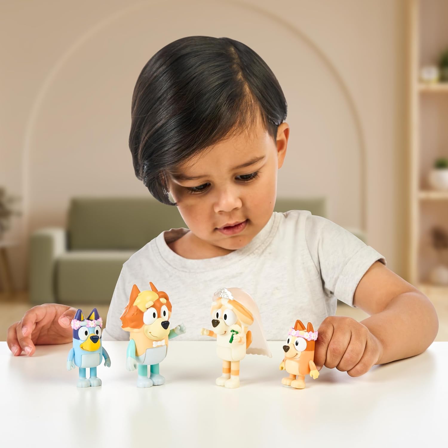 BLUEY Figure 4-Pack Wedding Time, Re-Enact Uncle Rad and Frisky's Wedding Day and Bingo Flower Girl Figures - Image 6