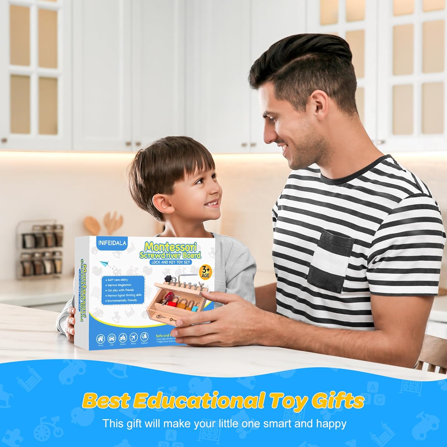 INIFEIDALA Montessori Screwdriver Board Set-Lock and Key Toy,Montessori Toys for 3 4 5 Year Old,Real Tools for Kids Preschool Learning Sensory Toys,Fine Motor Skills,STEM Toys - Image 7