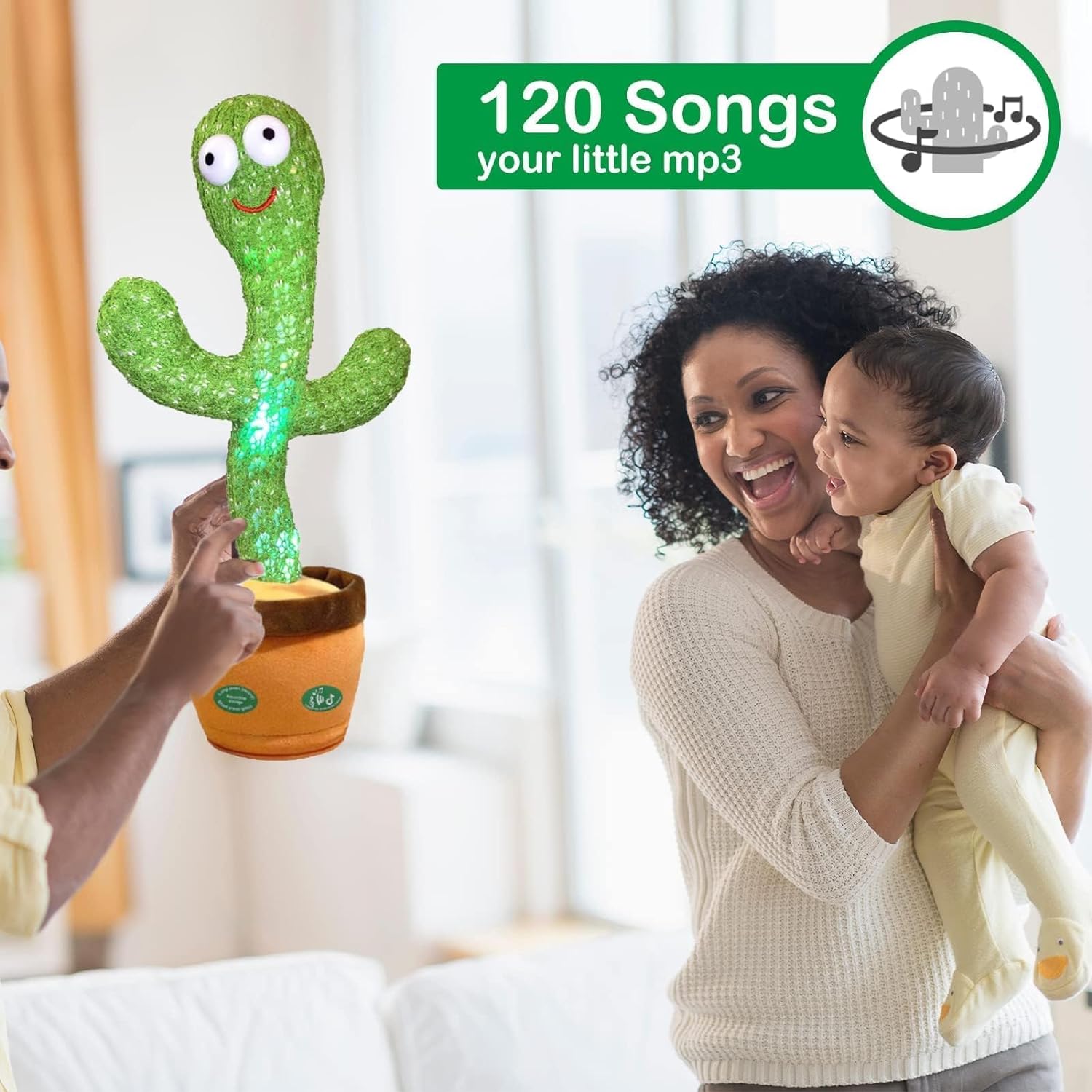 Pbooo Dancing Cactus Mimicking Toy,Talking Repeat Singing Sunny Cactus Toy 120 Pcs Songs for Baby 15S Record Your Sound Sing+Dancing+Recording+LED - Image 5