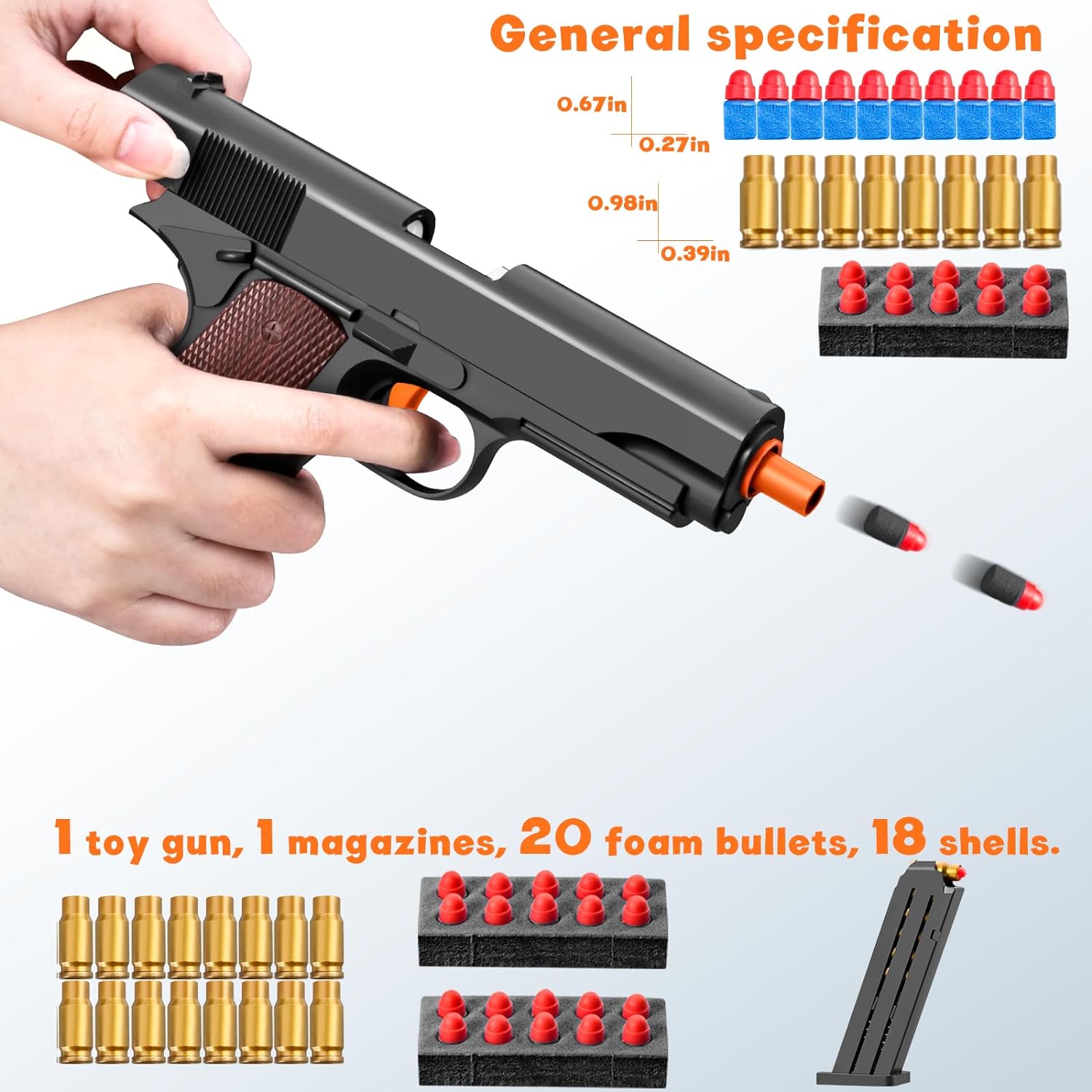 Soft Bullet Foam Shell ejecting Blasters Pellet Ball Pistol Realistic Toy Dart Hand Gun Cool Stuff That Look Real Fake Model Stress Shot for Age Year Old Boy Teen Teenager Gift Idea - Image 6
