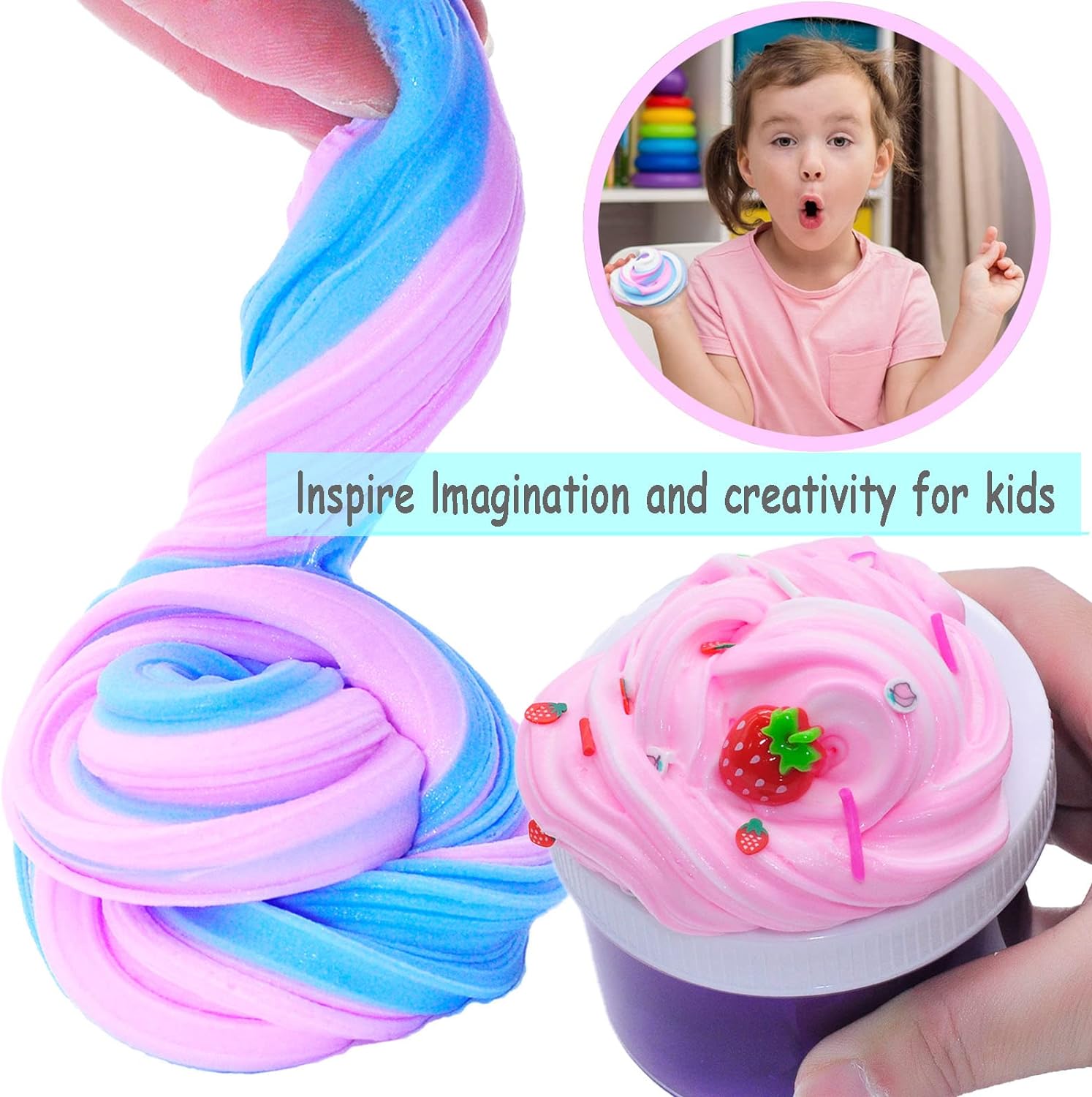 Ktowepua Butter Slime Kit Two-Toned 11 Packed Fidget Toy, Educational Slime Toys, Birthday Gifts Prize Party Favors for Girl Boys Kids 6 7 8 9 10 11 12 - Image 4