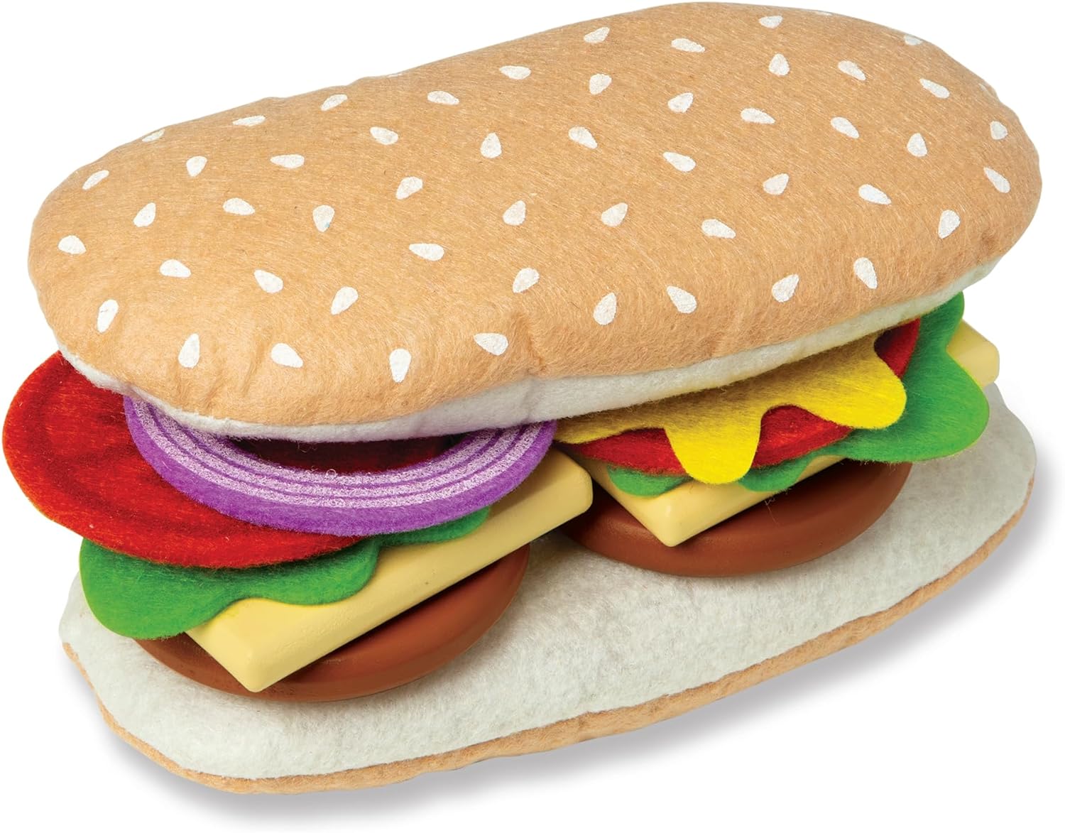 Melissa & Doug Wooden Slice & Stack Sandwich Counter with Deli Slicer – 56-Piece Pretend Play Wooden Food Toys, Kitchen Food Set For Toddlers And Kids Ages 3+ - Image 5