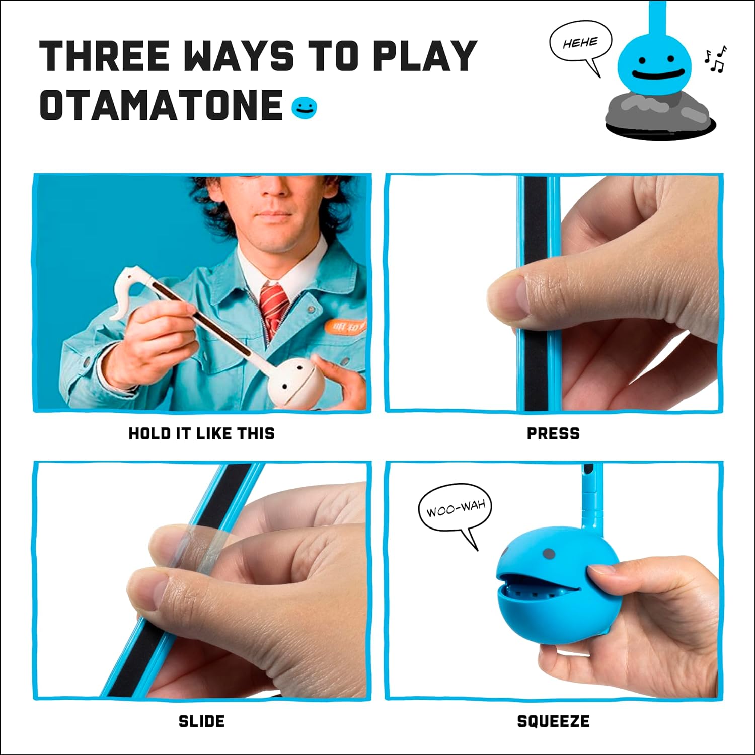Otamatone Japanese Electronic Musical Instrument Portable Music Synthesizer from Japan by Maywa Denki Studio, Award Winning, Educational Fun Gift for Children, Teens & Adults - Blue - Image 2