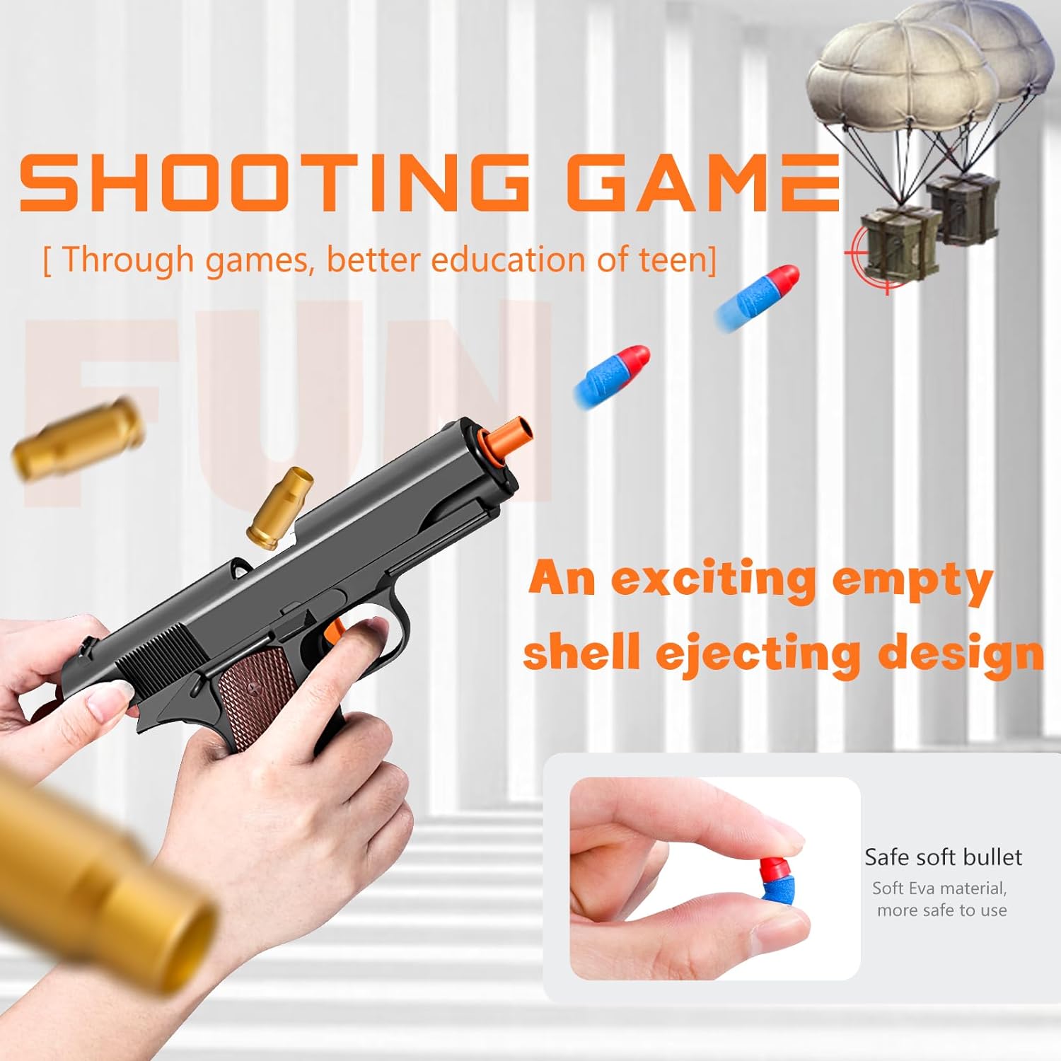 Soft Bullet Foam Shell ejecting Blasters Pellet Ball Pistol Realistic Toy Dart Hand Gun Cool Stuff That Look Real Fake Model Stress Shot for Age Year Old Boy Teen Teenager Gift Idea - Image 5