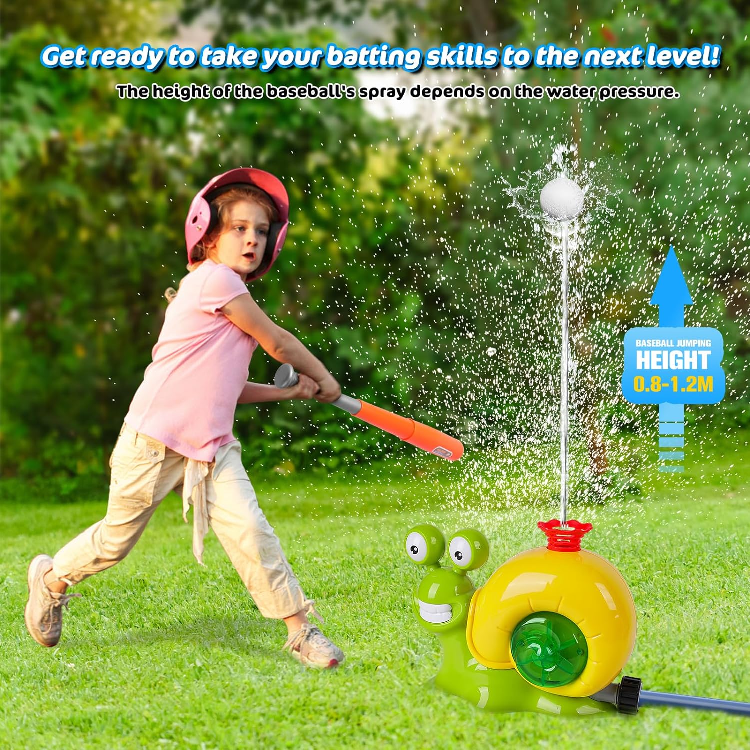 Water Sprinkler Baseball Kids Outdoor Play Toys, 2 in 1 Snail Summer Water Outside Toys with 2 Sprinkler Heads, 360° Roating Spray Water Baseball for Boys Girls Summer Backyard Lawn Pool Party Fun - Image 3
