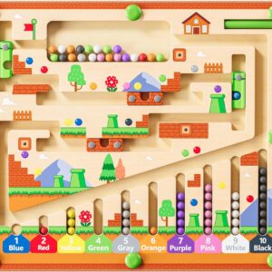 Magnetic Color and Number Maze, Montessori Toys for 3+ Year Old, Wooden Puzzle Activity Board, Ideal Gift Toys for Toddlers and Kids Boys Girls Preschoolers 3 4 5 Years Old