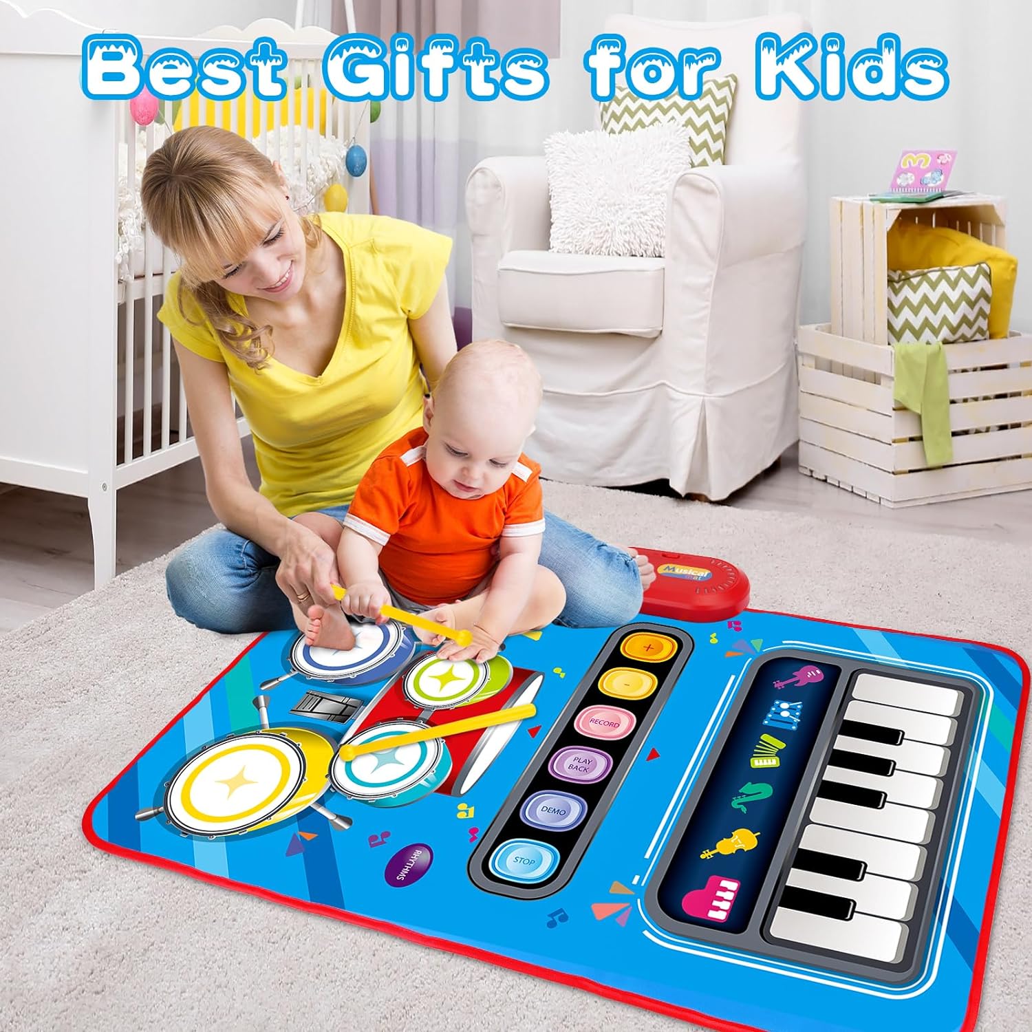 Baby Toys for 1 Year Old: Baby Musical Mat Toddler Toys Age 1-2 - 2 in 1 Piano Drum Babies Play Mat - Infant Music Toy 12-18 Months Babies Birthday Valentines Gifts for 1 2 3 Year Old Boys Girls - Image 7