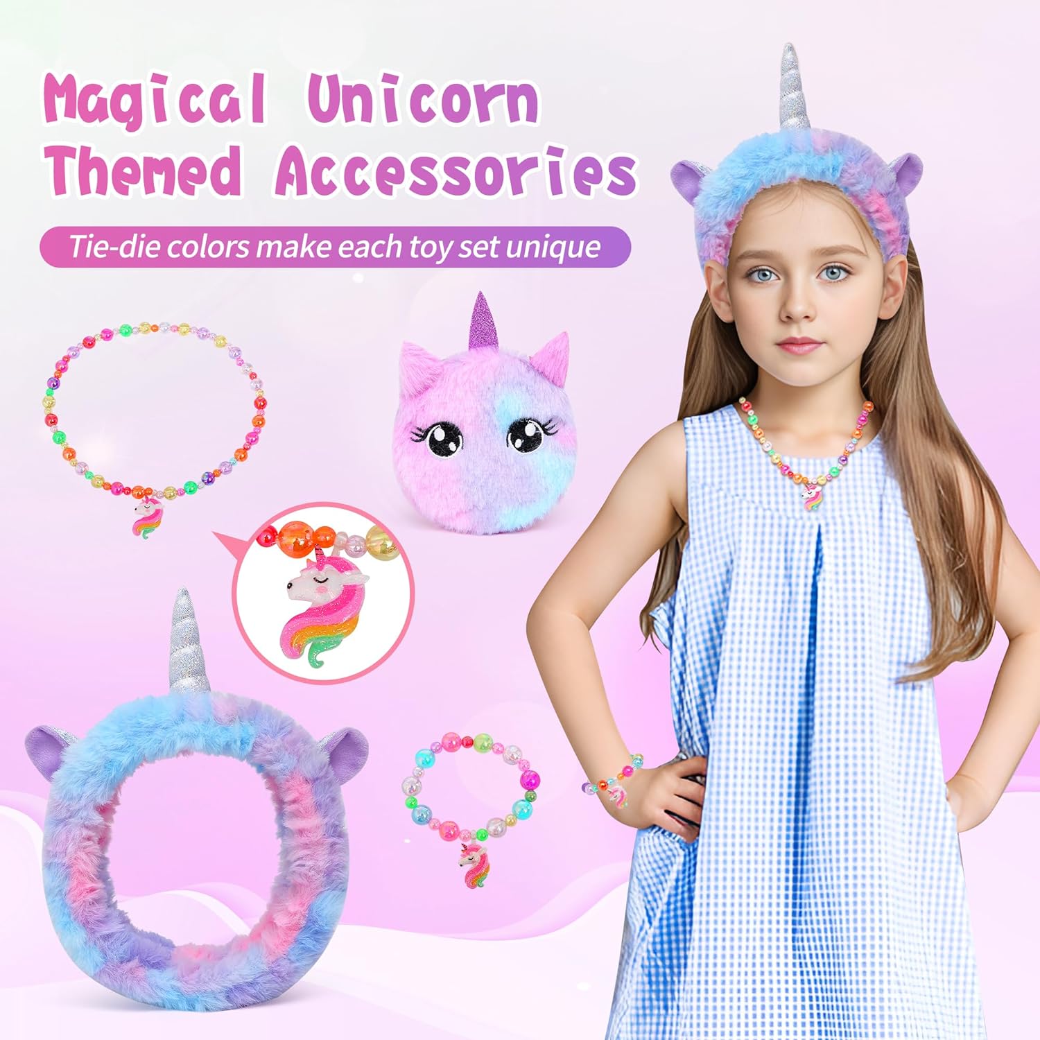 Unicorns Gifts for Girls, Kids Unicorn Toy Set with Light Up Star Pillow Water Bottle Plush Diary Birthday for Little Girls Age 4 5 6 7 8 9 10 - Image 4