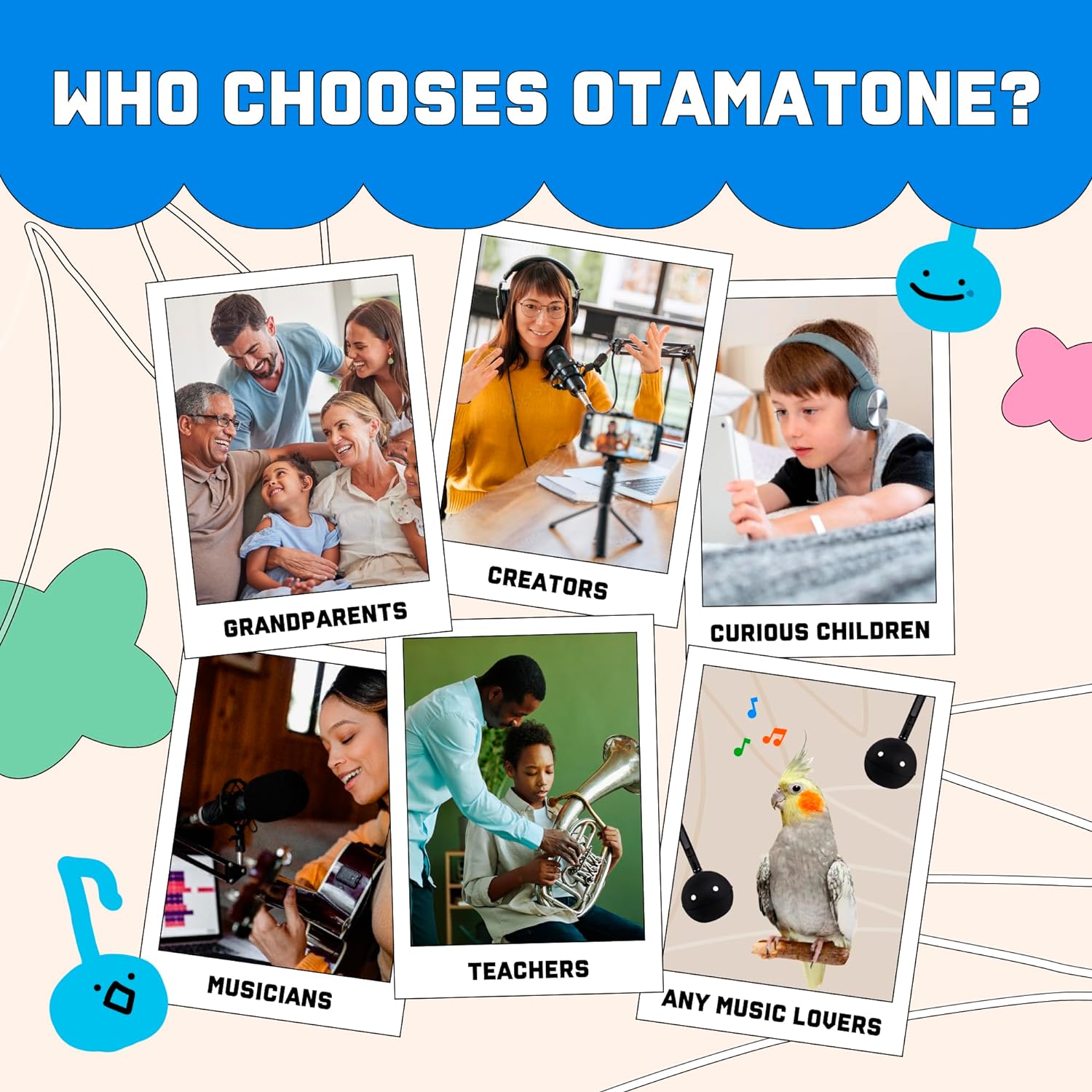 Otamatone Japanese Electronic Musical Instrument Portable Music Synthesizer from Japan by Maywa Denki Studio, Award Winning, Educational Fun Gift for Children, Teens & Adults - Blue - Image 4