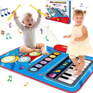 Baby Toys for 1 Year Old: Baby Musical Mat Toddler Toys Age 1-2 - 2 in 1 Piano Drum Babies Play Mat - Infant Music Toy 12-18 Months Babies Birthday Valentines Gifts for 1 2 3 Year Old Boys Girls