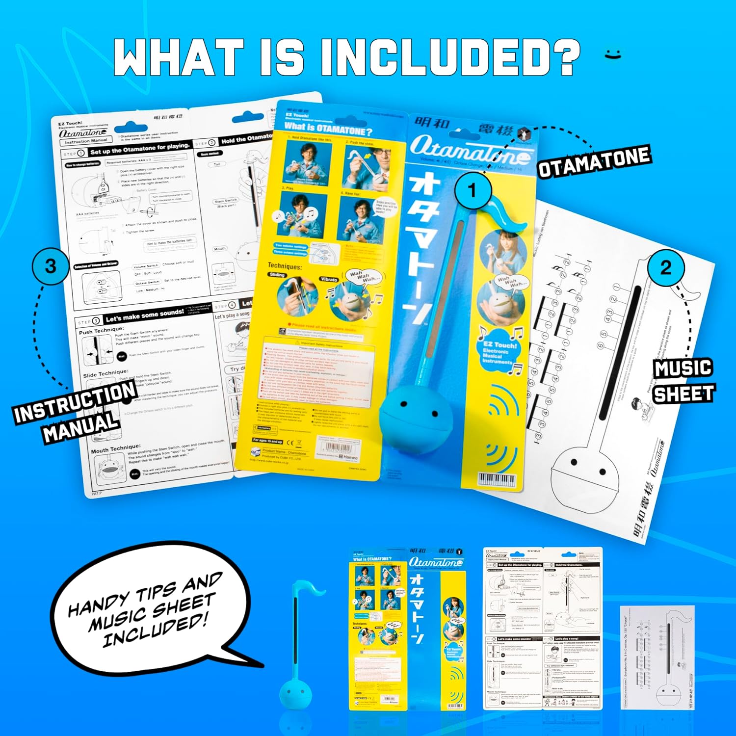 Otamatone Japanese Electronic Musical Instrument Portable Music Synthesizer from Japan by Maywa Denki Studio, Award Winning, Educational Fun Gift for Children, Teens & Adults - Blue - Image 5