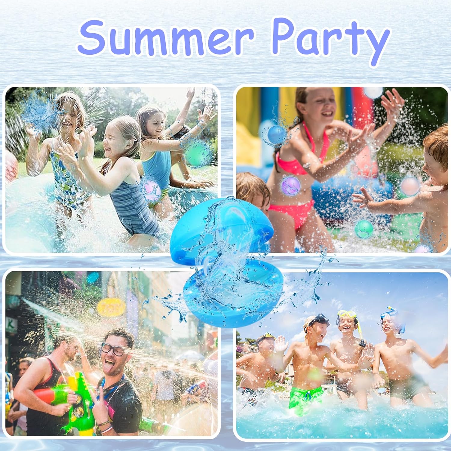 24 Pcs Water Balloons, Reusable Water Balloons,Water Balls for Kids, Soft Silicone Water Balloons Quick Fill, Kids Adults Water Games Outside Summer Fun Party - Image 3