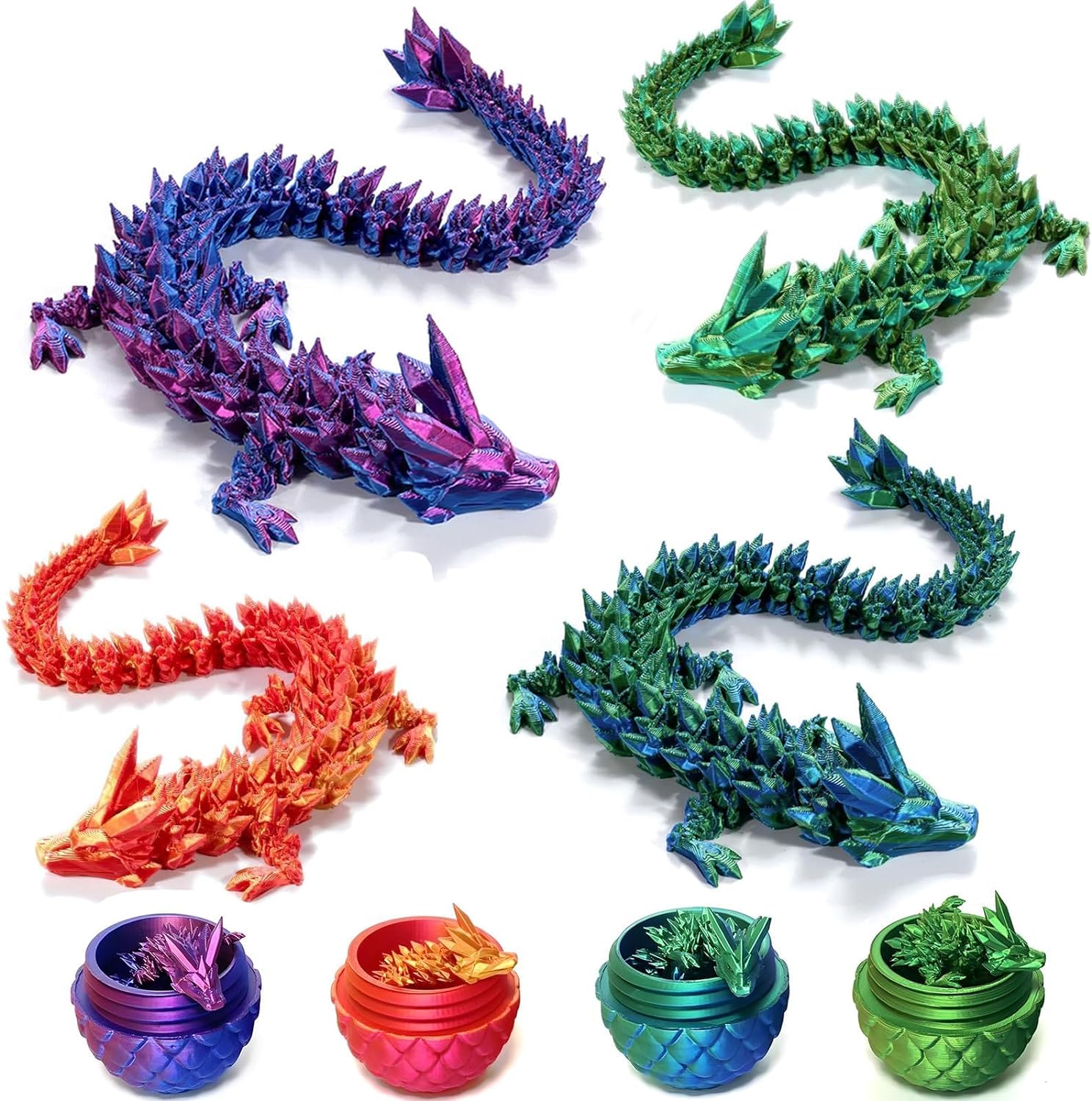 3D Printed Dragon in Egg, Dragon Eggs with Dragon Inside for Boys Kids Home Decor,Executive Articulated Crystal Dragon Fidget Desk Toys (Green) - Image 4