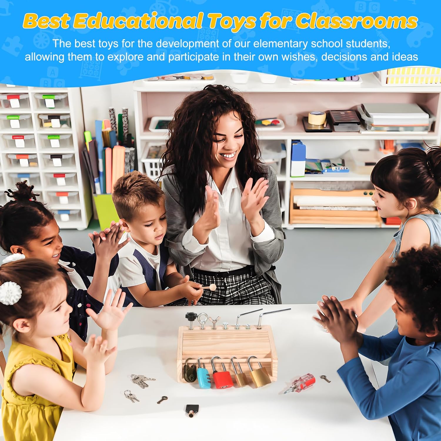 INIFEIDALA Montessori Screwdriver Board Set-Lock and Key Toy,Montessori Toys for 3 4 5 Year Old,Real Tools for Kids Preschool Learning Sensory Toys,Fine Motor Skills,STEM Toys - Image 5