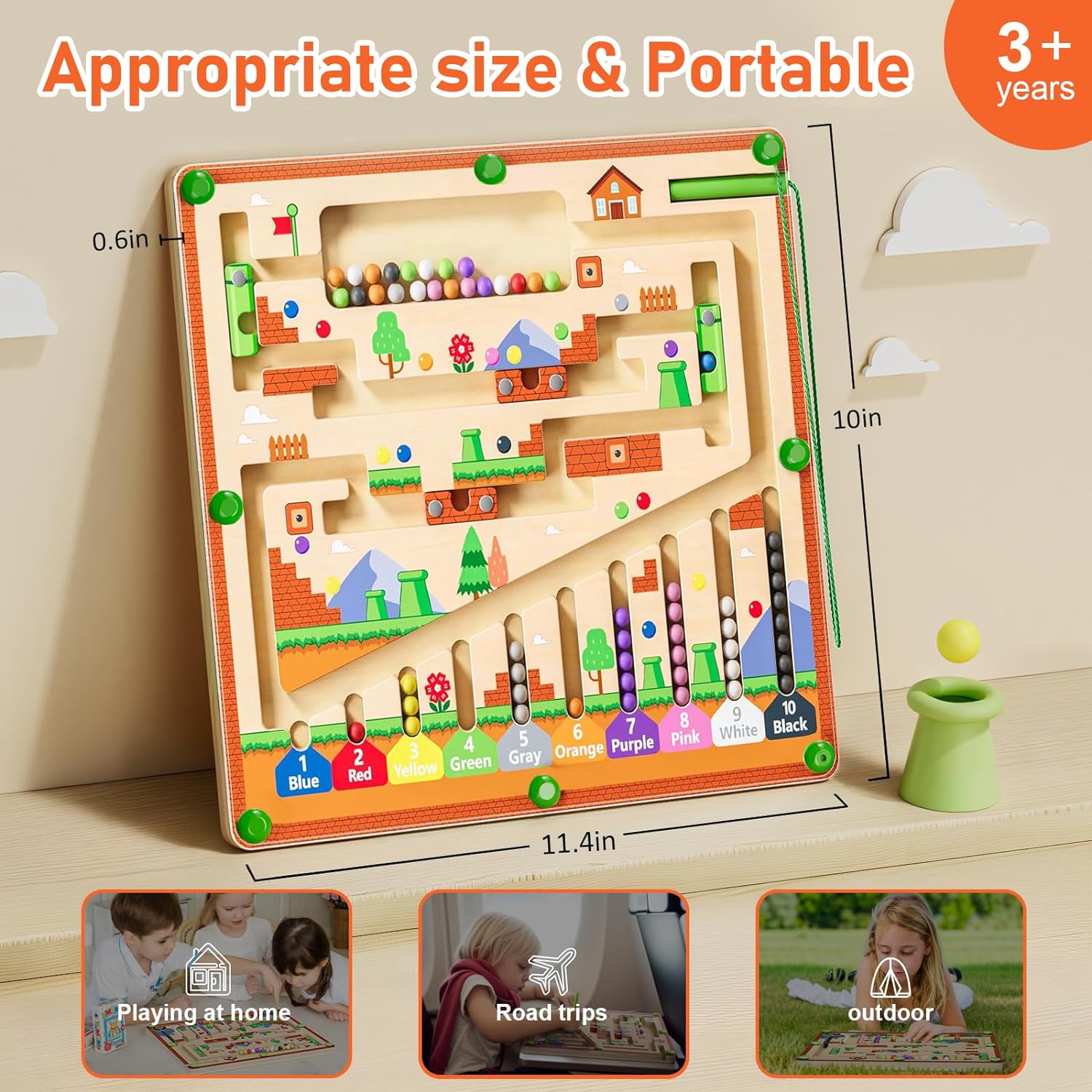 Magnetic Color and Number Maze, Montessori Toys for 3+ Year Old, Wooden Puzzle Activity Board, Ideal Gift Toys for Toddlers and Kids Boys Girls Preschoolers 3 4 5 Years Old - Image 4