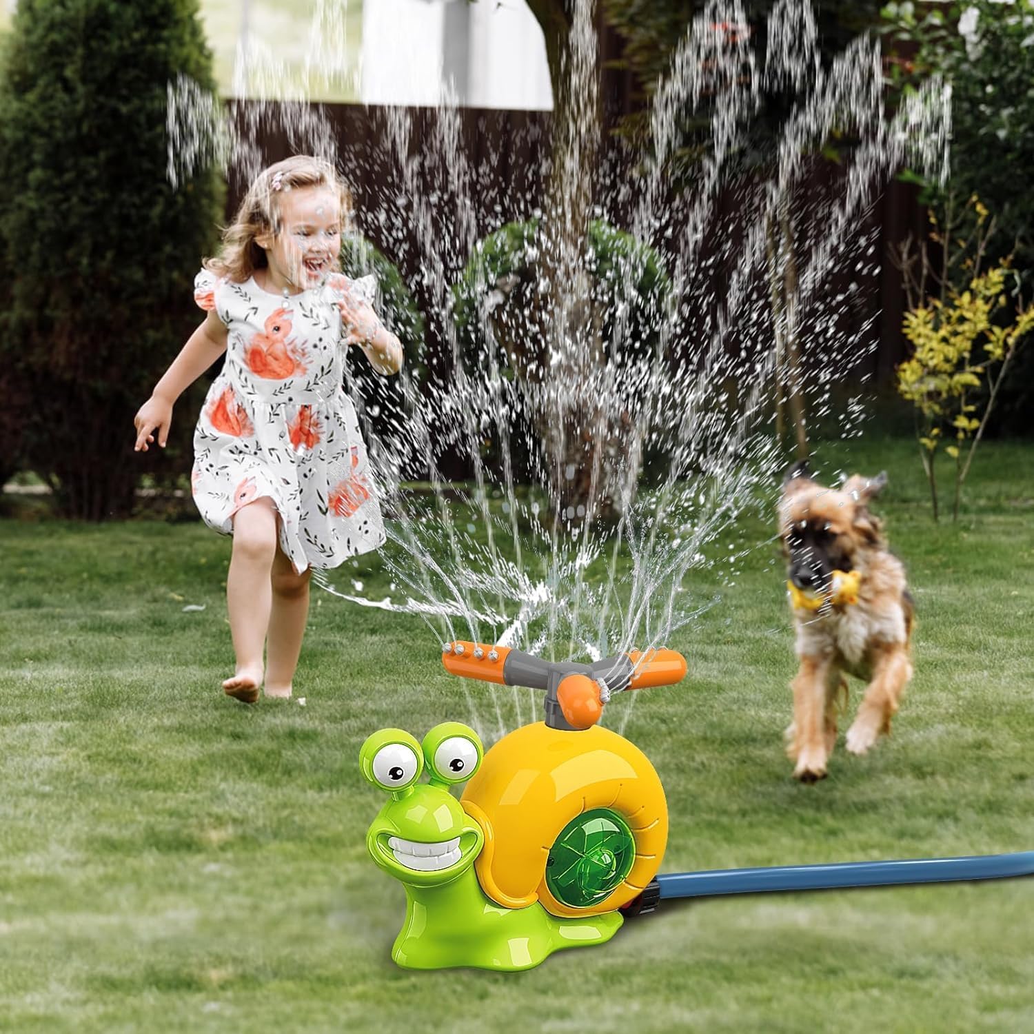 Water Sprinkler Baseball Kids Outdoor Play Toys, 2 in 1 Snail Summer Water Outside Toys with 2 Sprinkler Heads, 360° Roating Spray Water Baseball for Boys Girls Summer Backyard Lawn Pool Party Fun - Image 4