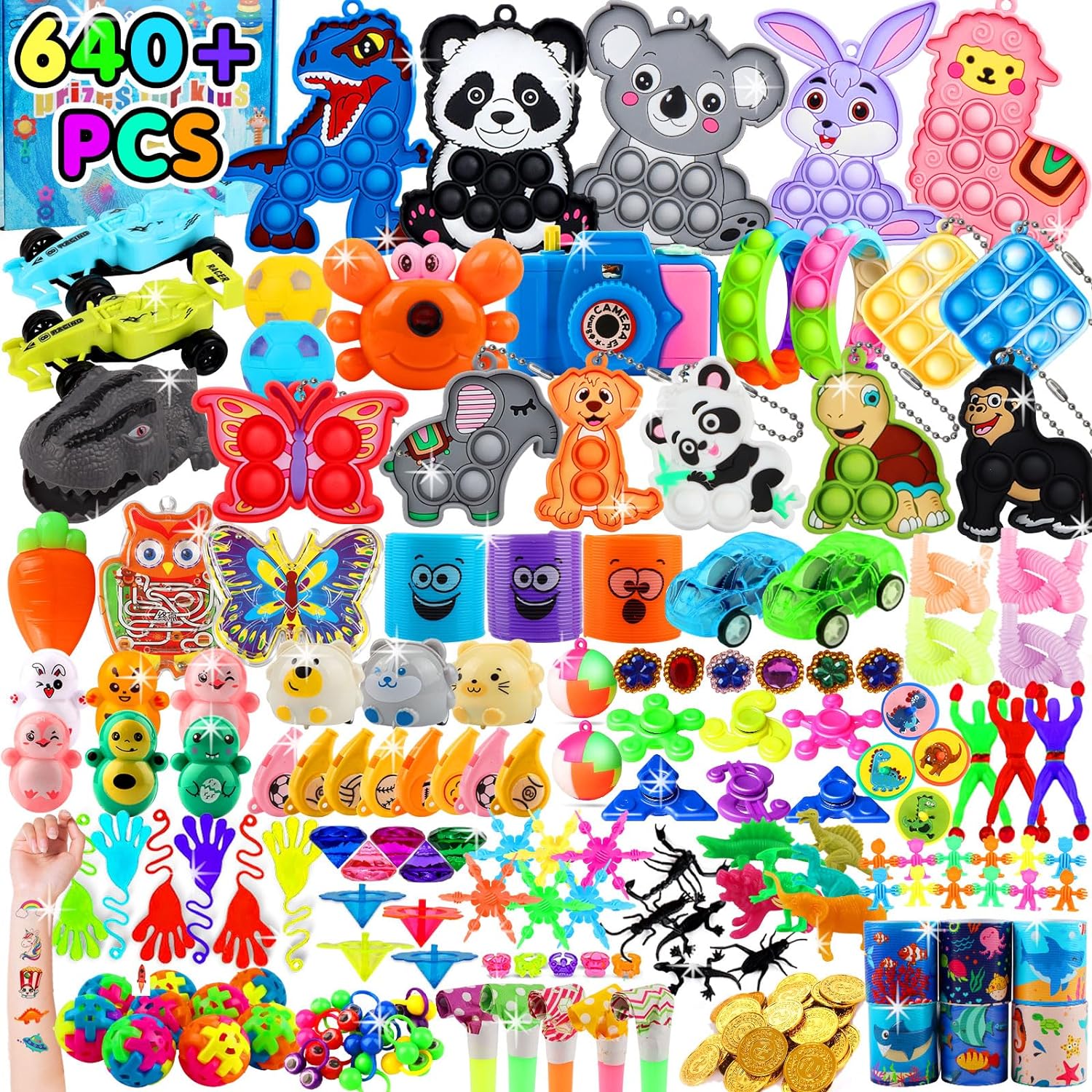 640 PCS Party Favors for Kids,Fidget Toys Bulk,Fidgets Stocking Stuffers,Birthday Gifts Toys,Prize Treasure Box Toys for Classroom,Goodie Bags Stuffers,Pinata Filler,Carnival Prizes